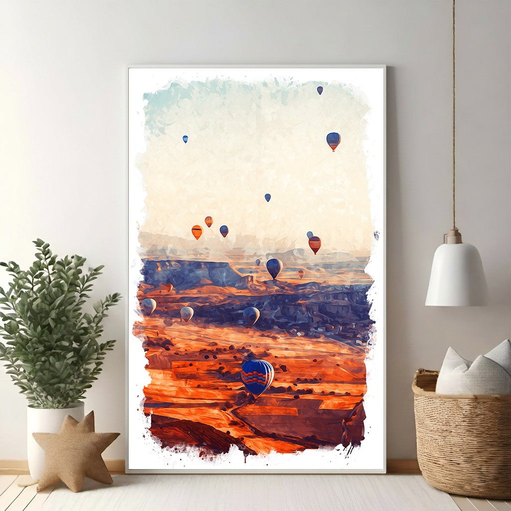Hot Air Balloon Landscape Wall Art