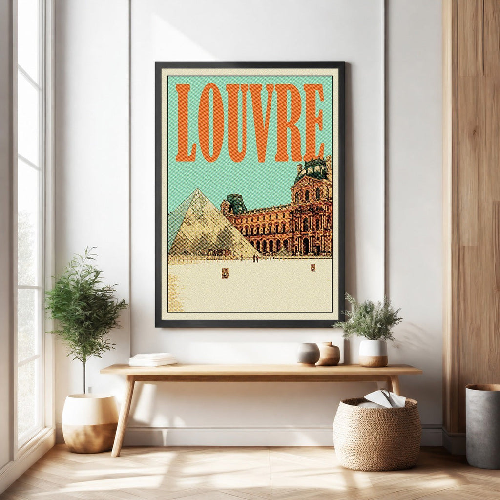 Louvre Museum Vintage Travel Poster