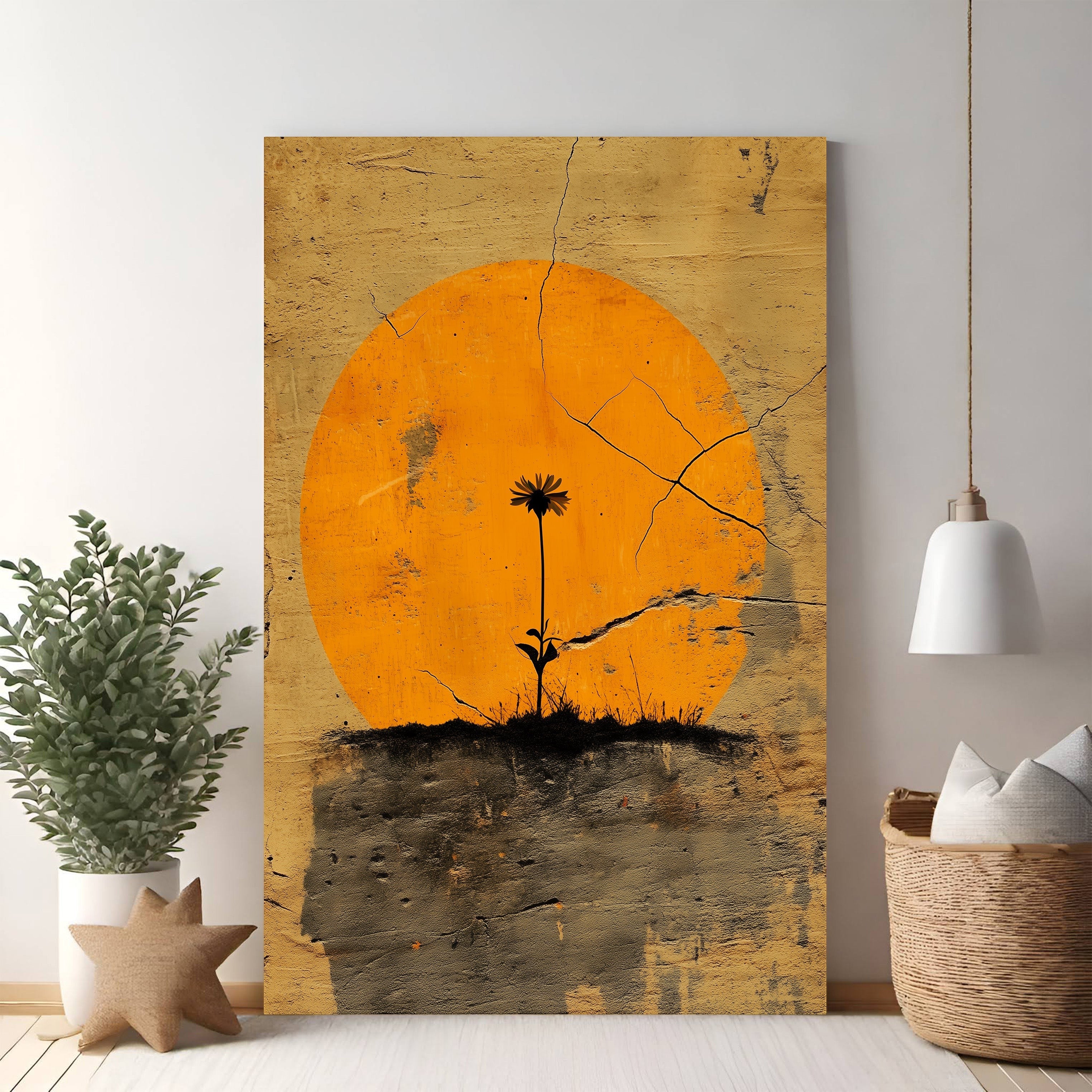 Minimalist Single Flower Against Sun Wall Art