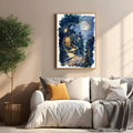 Enchanted Moonlit Village Pathway Wall Art