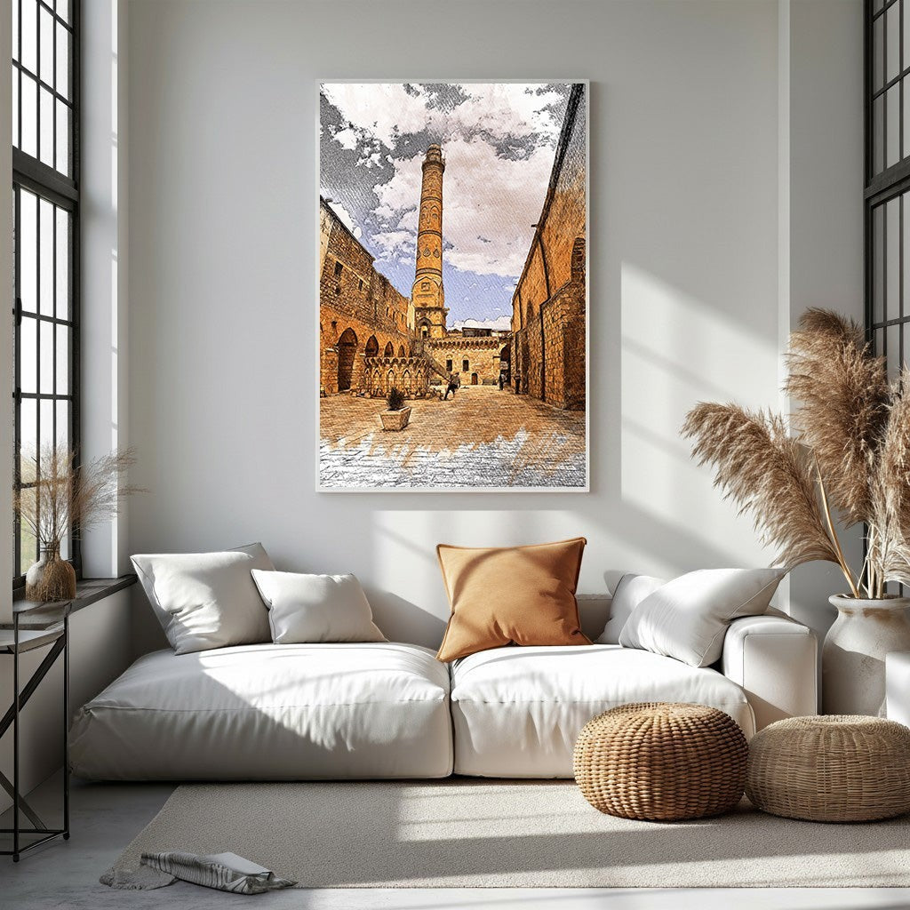 Old City Tower Sketch Wall Art