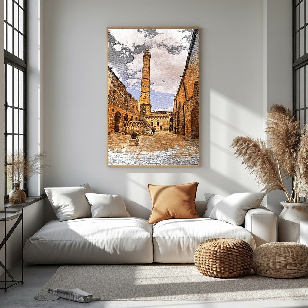 Old City Tower Sketch Wall Art