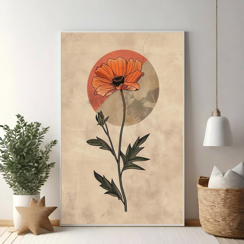 Botanical Poppy Flower Wall Art