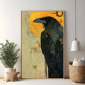 Mysterious Raven With Golden Sun Wall Art