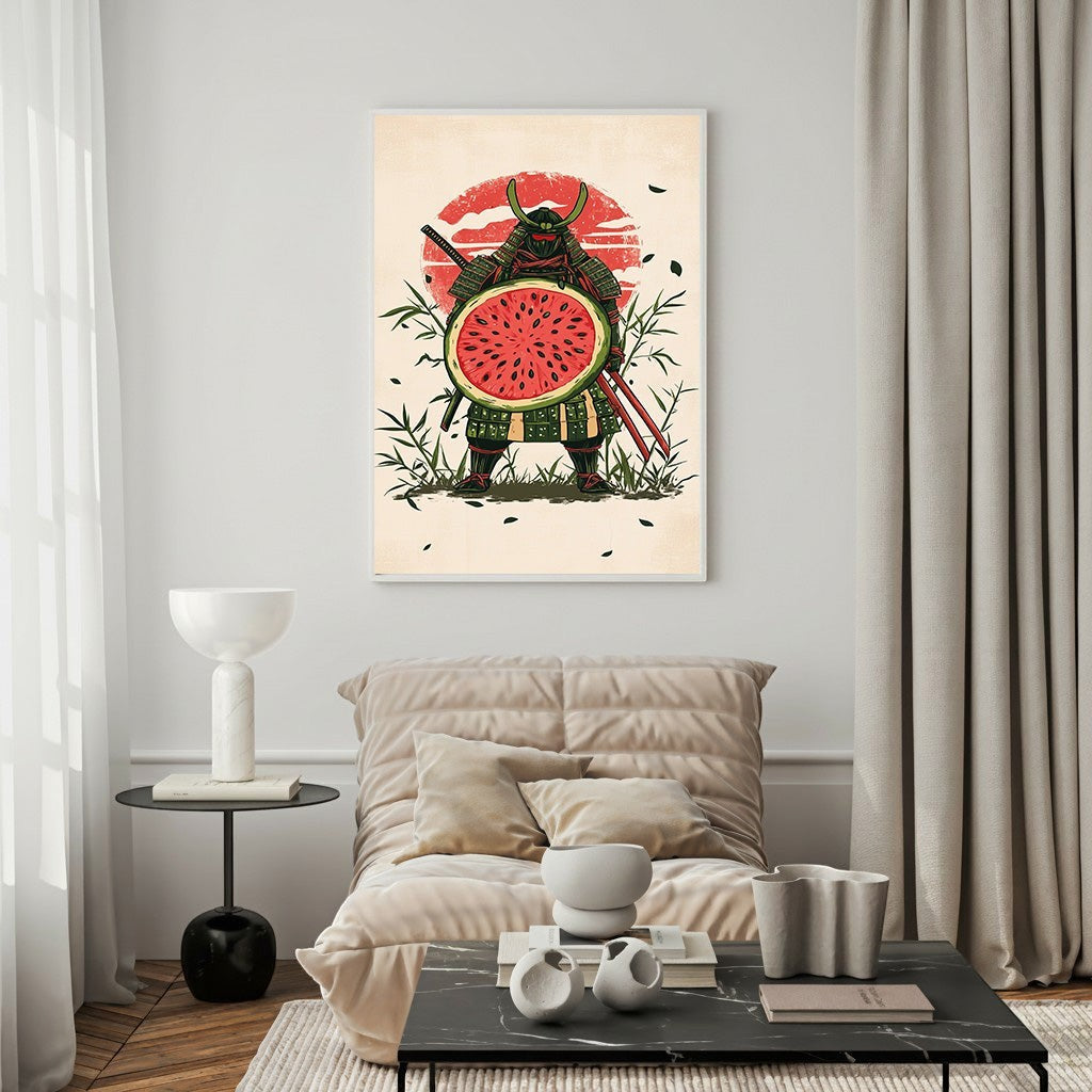 Samurai Warrior With Watermelon Shield