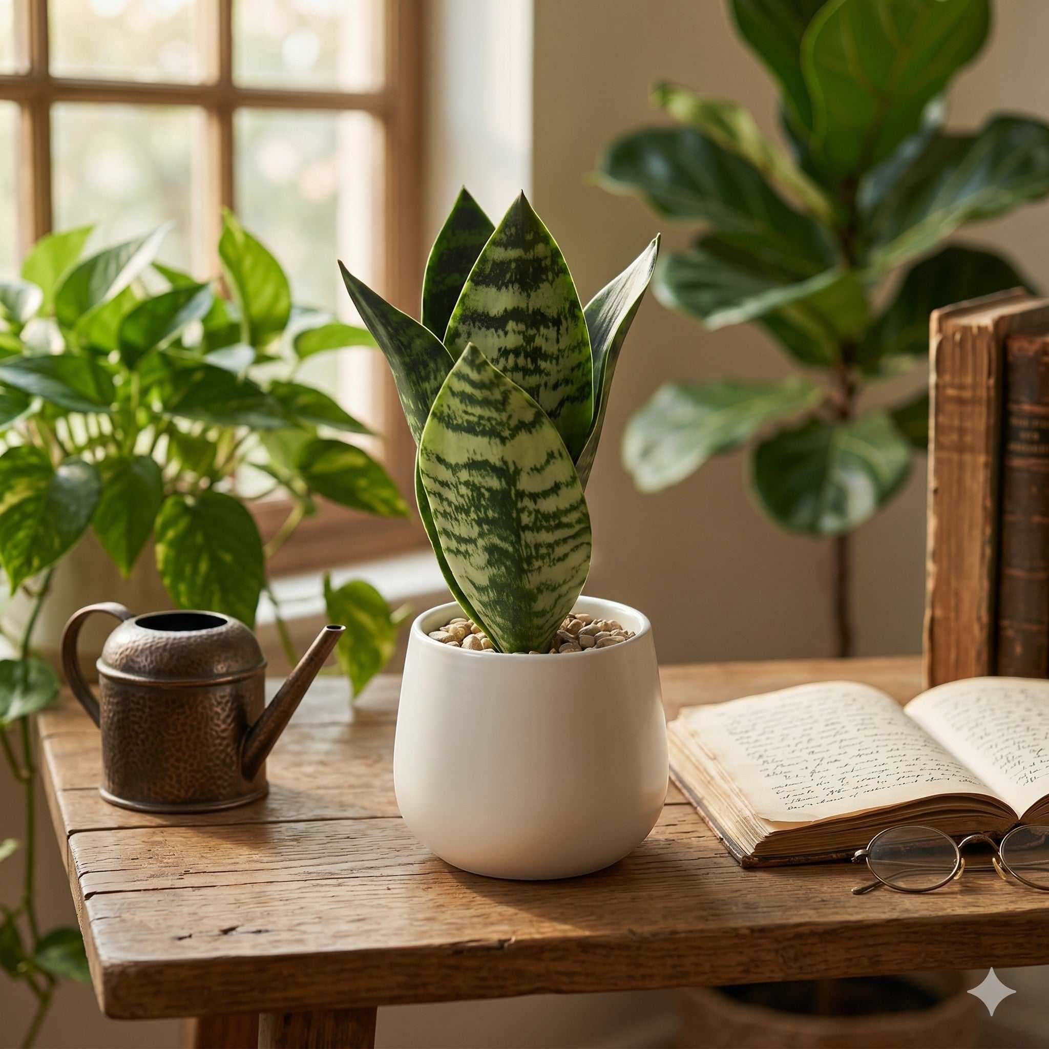 Snake Plant In White Ceramic Pot