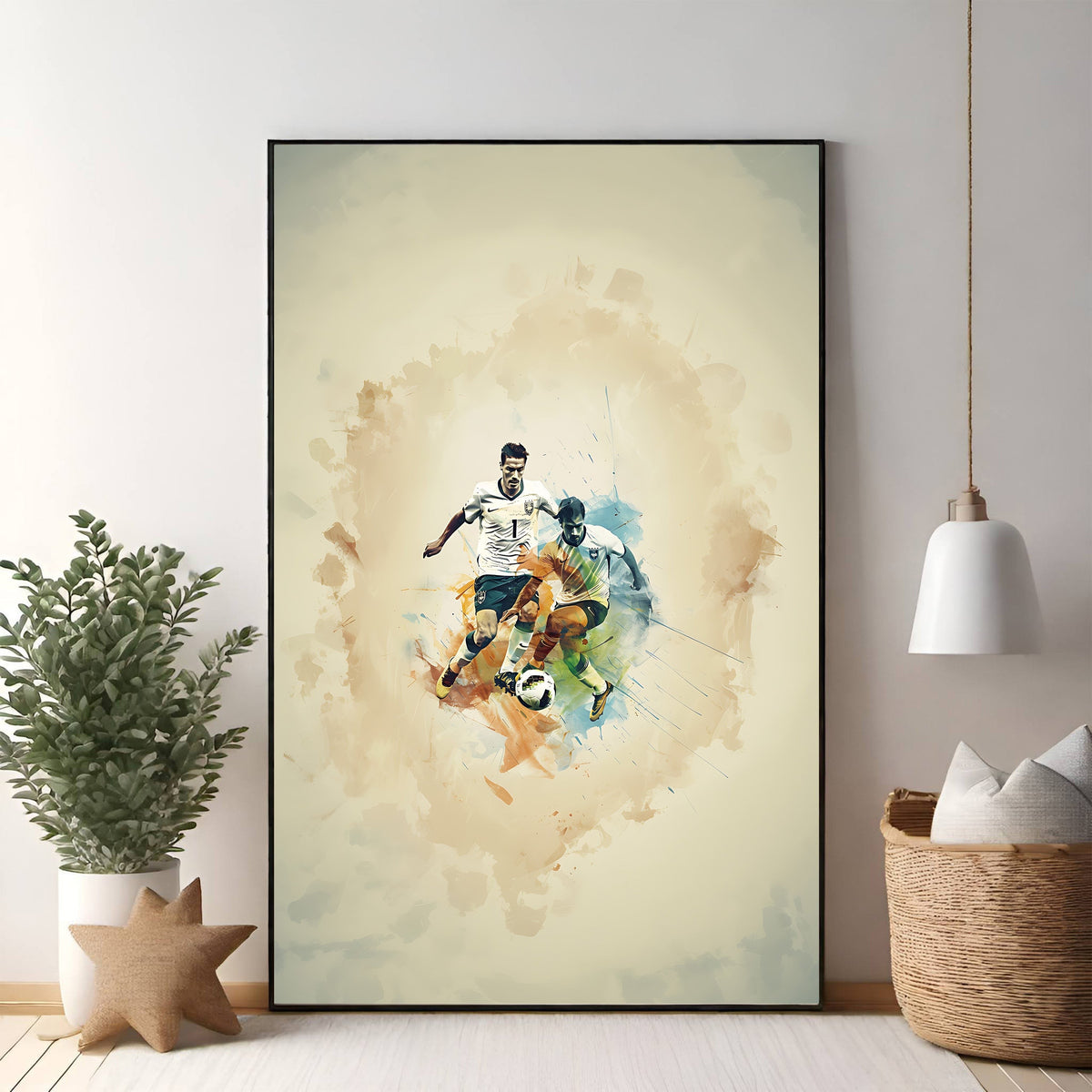 Dynamic Soccer Action Watercolor Print