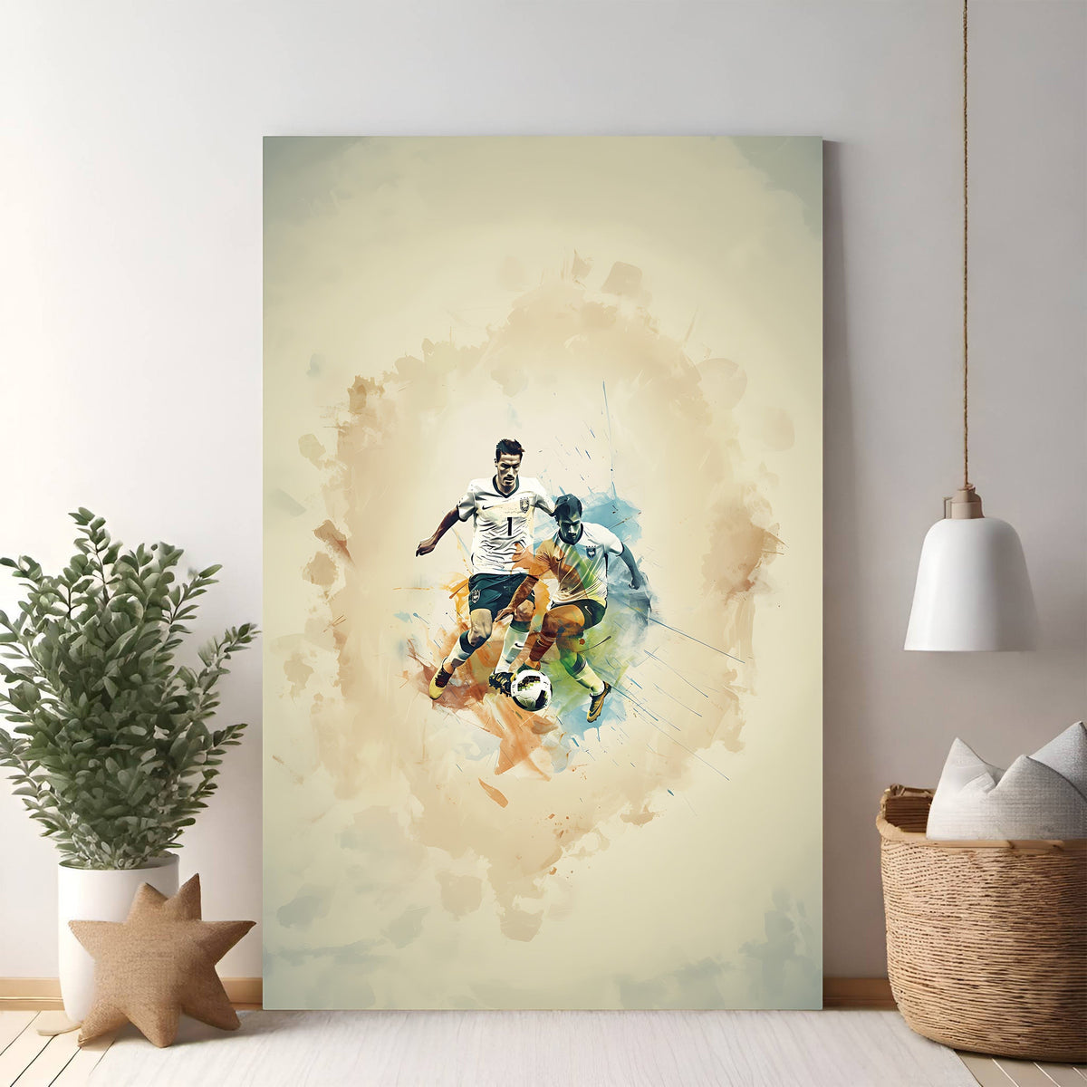 Dynamic Soccer Action Watercolor Print