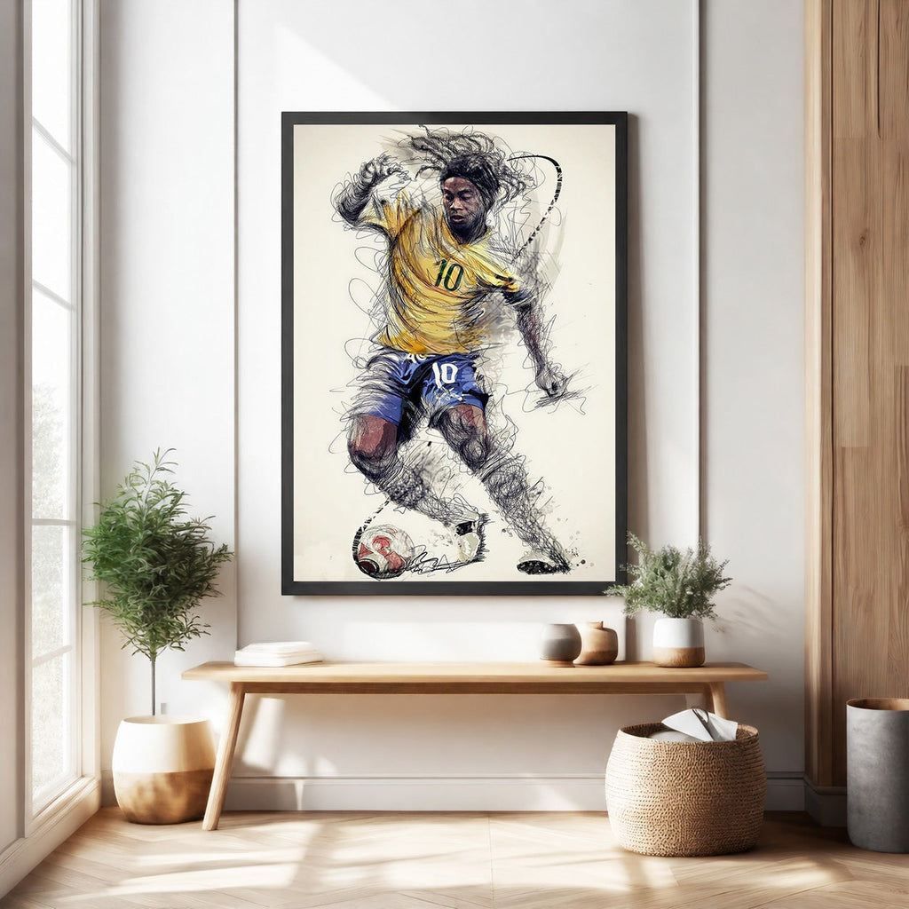Dynamic Soccer Player Sketch Wall Art