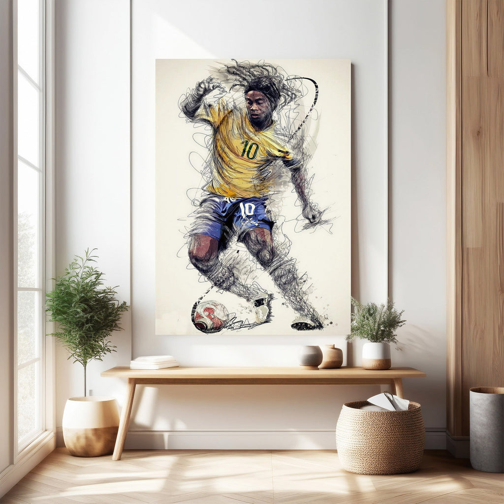 Dynamic Soccer Player Sketch Wall Art