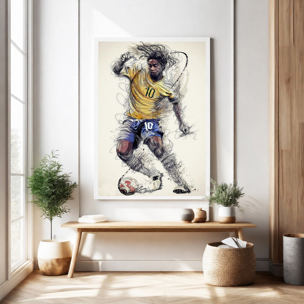 Dynamic Soccer Player Sketch Wall Art
