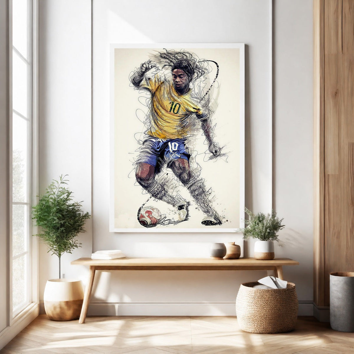 Dynamic Soccer Player Sketch Wall Art