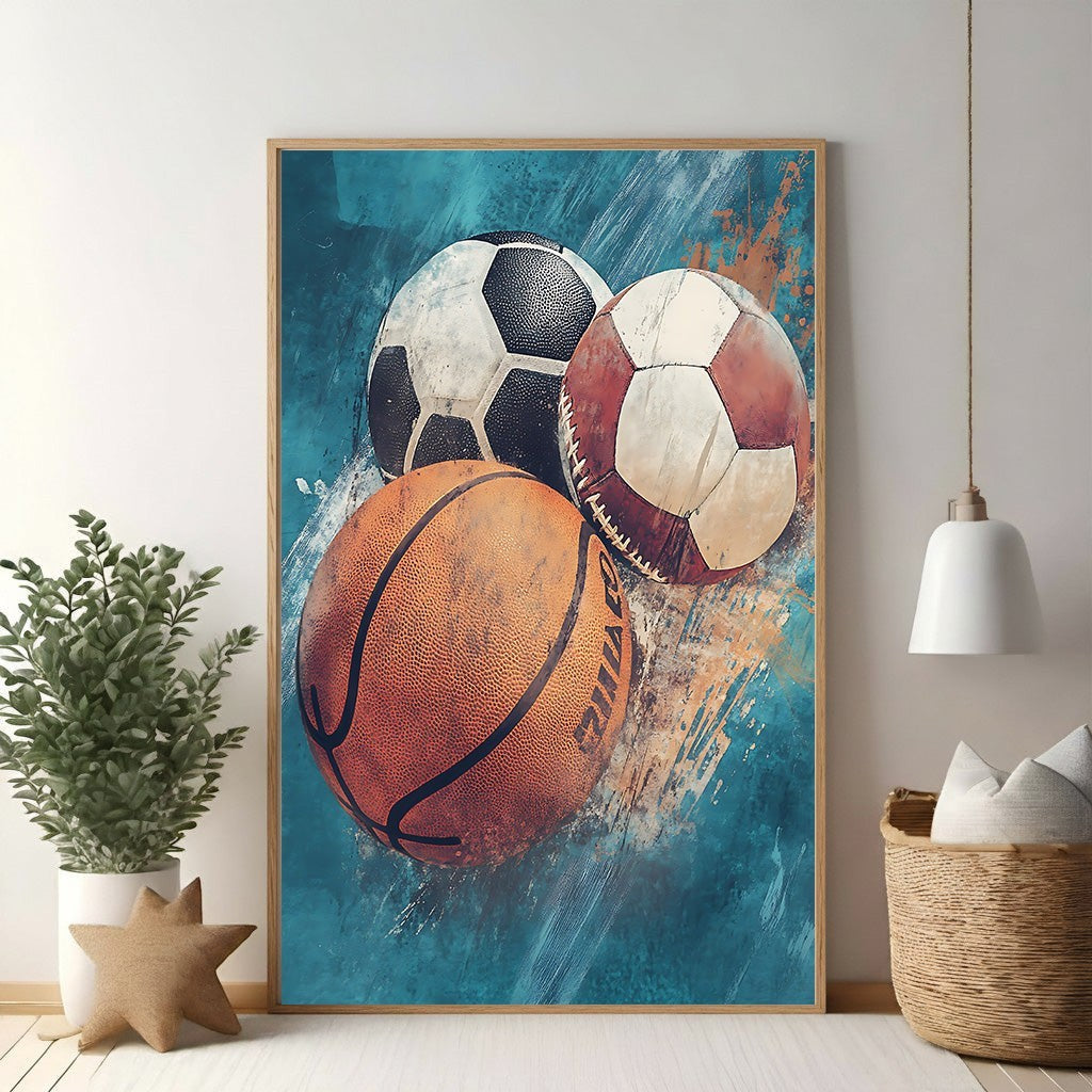 Sports Balls Collage Wall Art