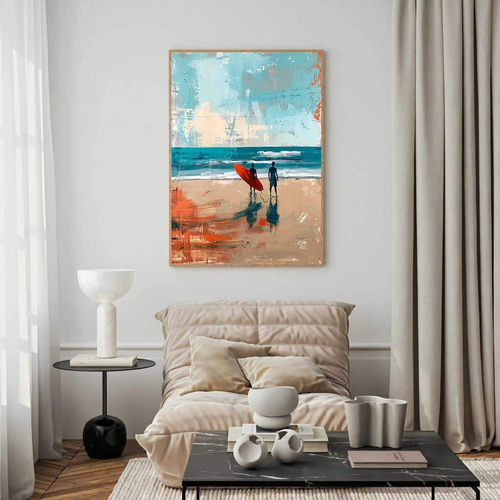Surfers Waiting For Waves Abstract Art