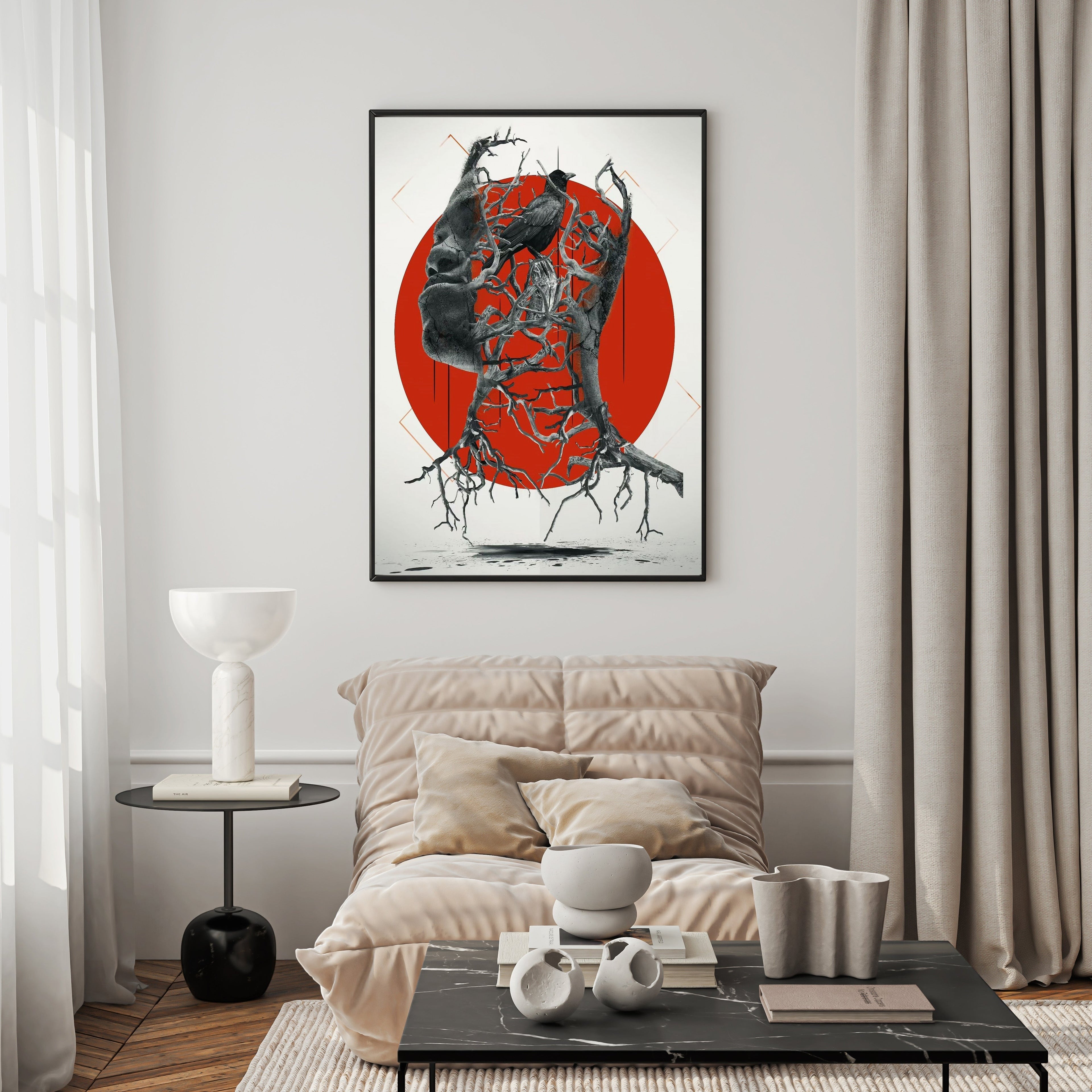 Surreal Tree Head With Red Circle
