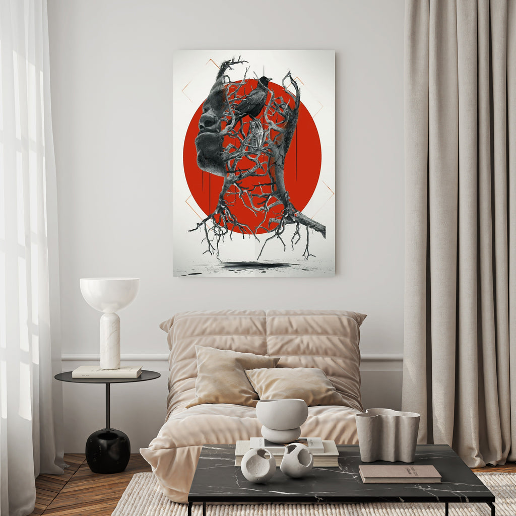 Surreal Tree Head With Red Circle