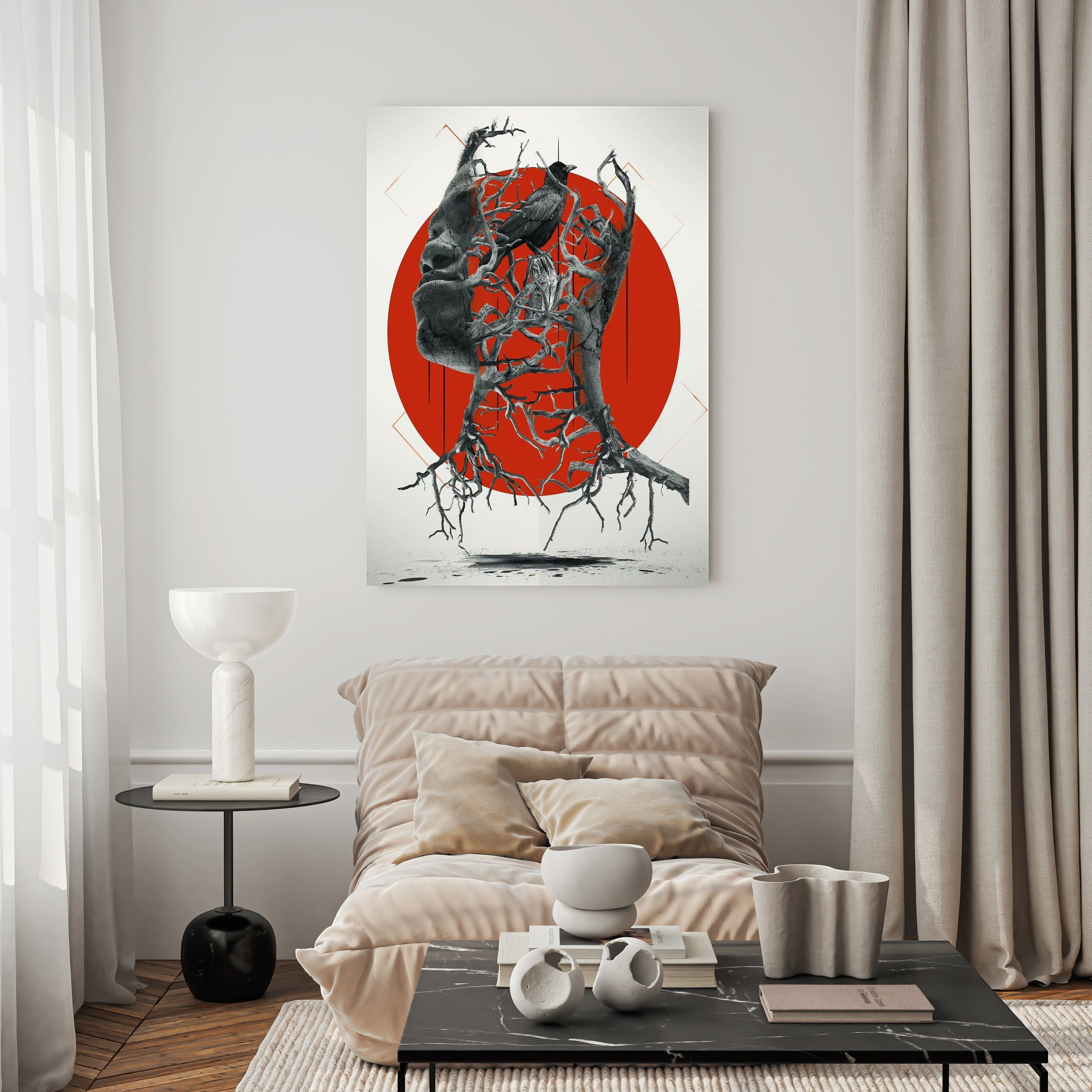 Surreal Tree Head With Red Circle