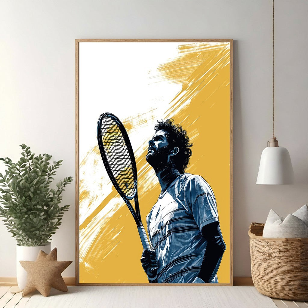 Tennis Player With Racket Artwork