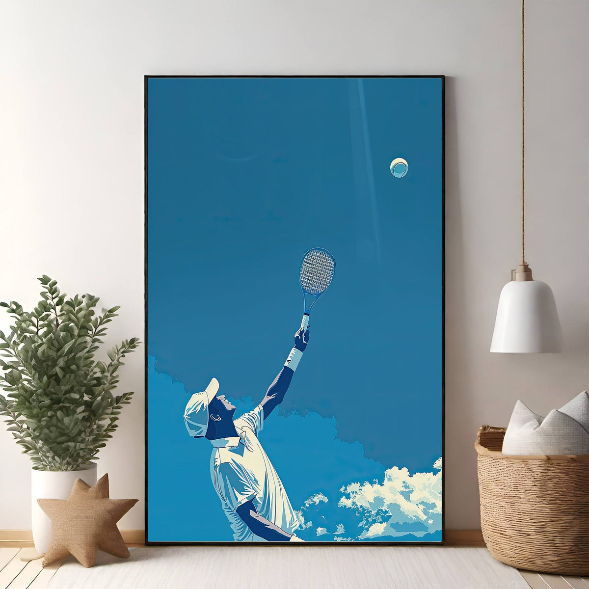 Tennis Player Serving Under The Sky