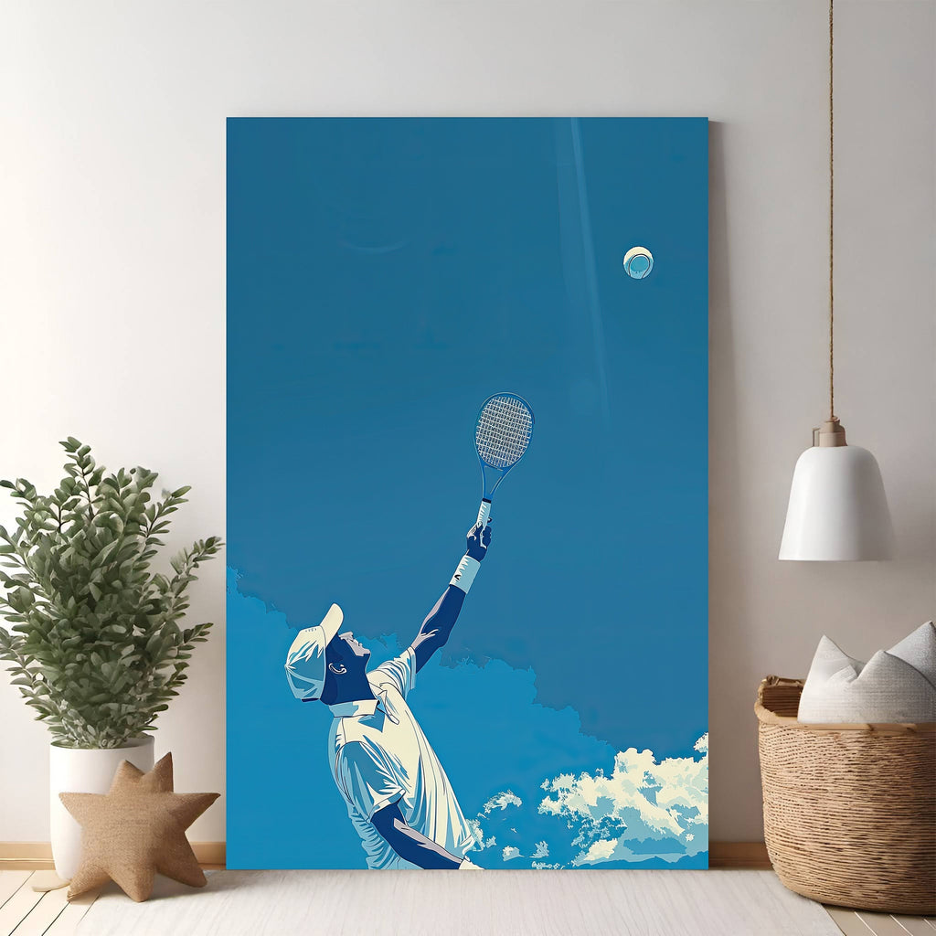 Tennis Player Serving Under The Sky