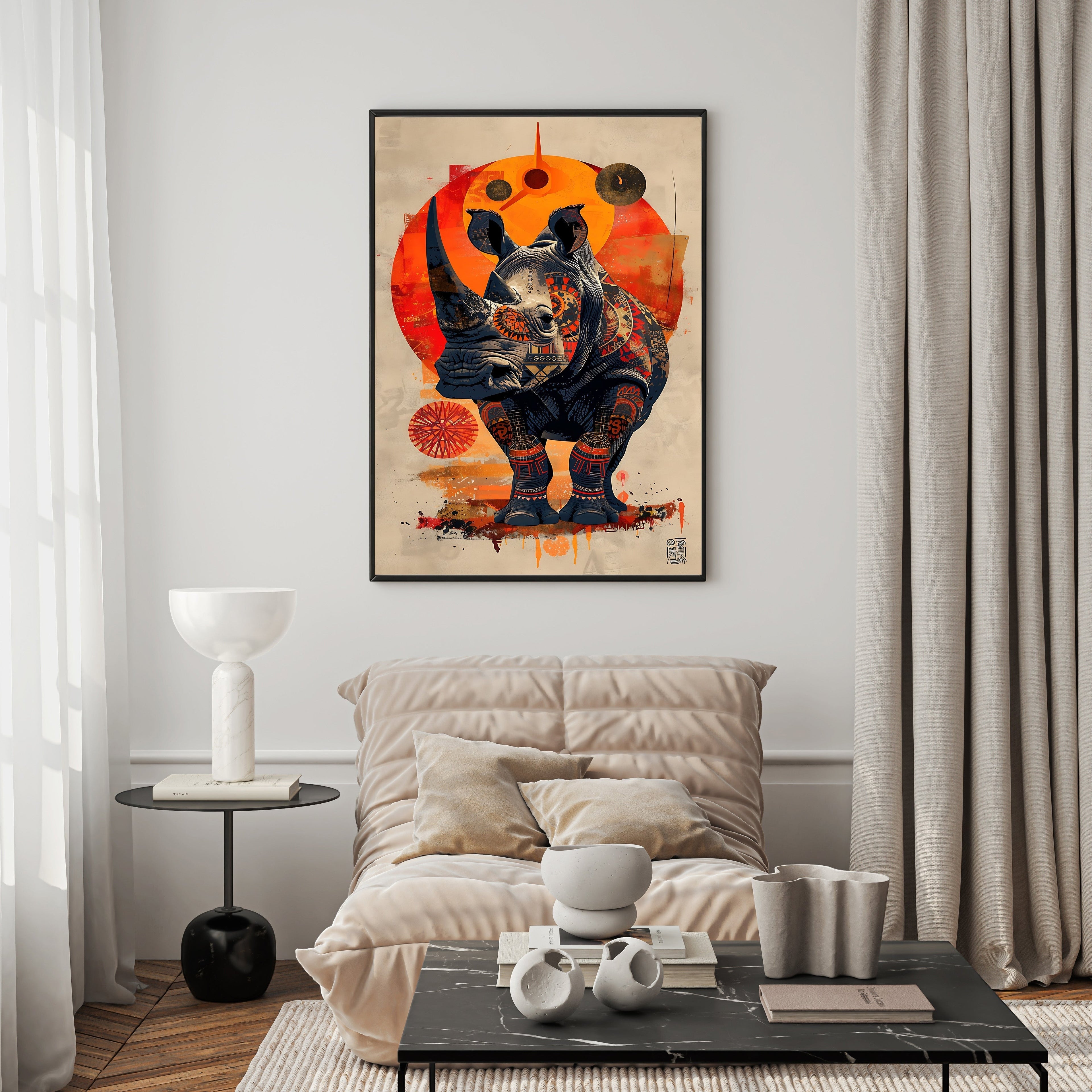 Tribal Rhino Wall Art