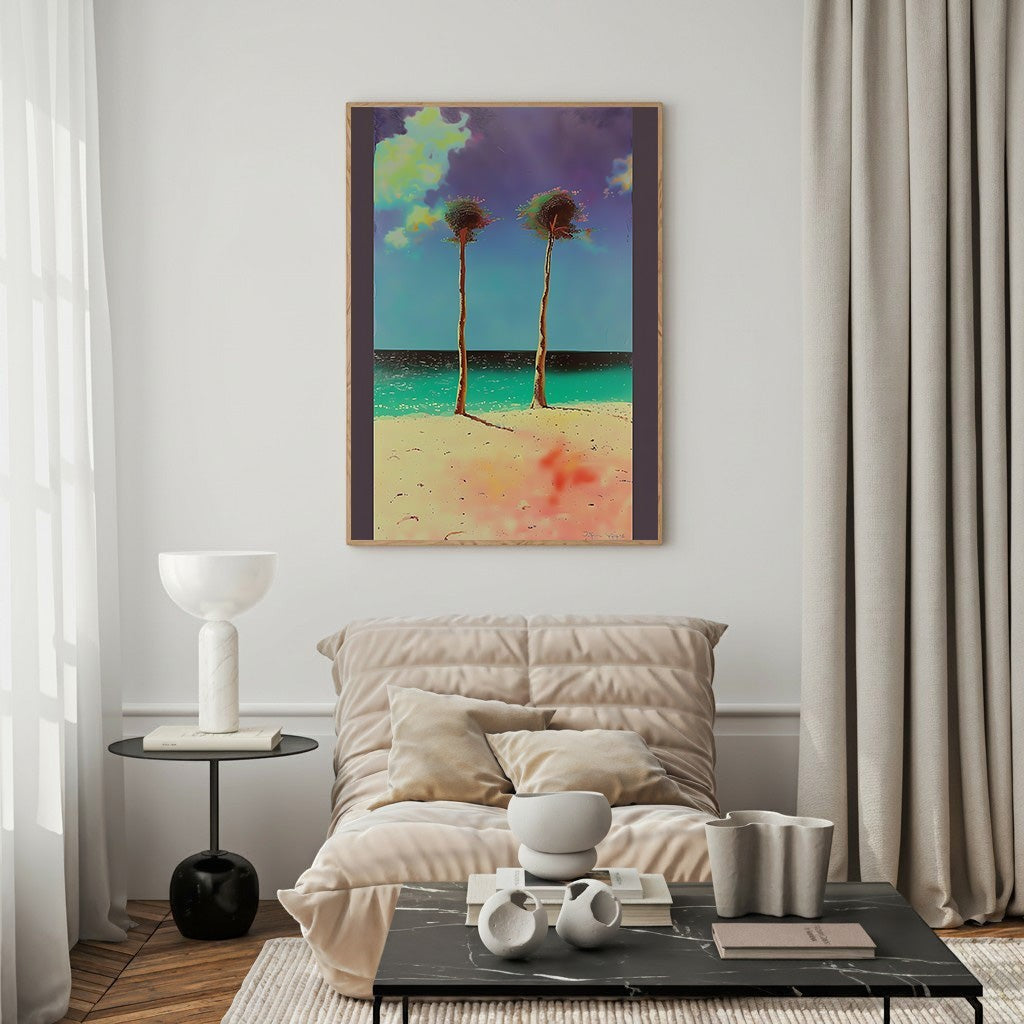 Tropical Palm Tree Beach Landscape Wall Art