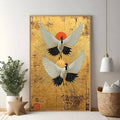 Two Cranes With Rising Sun Artwork