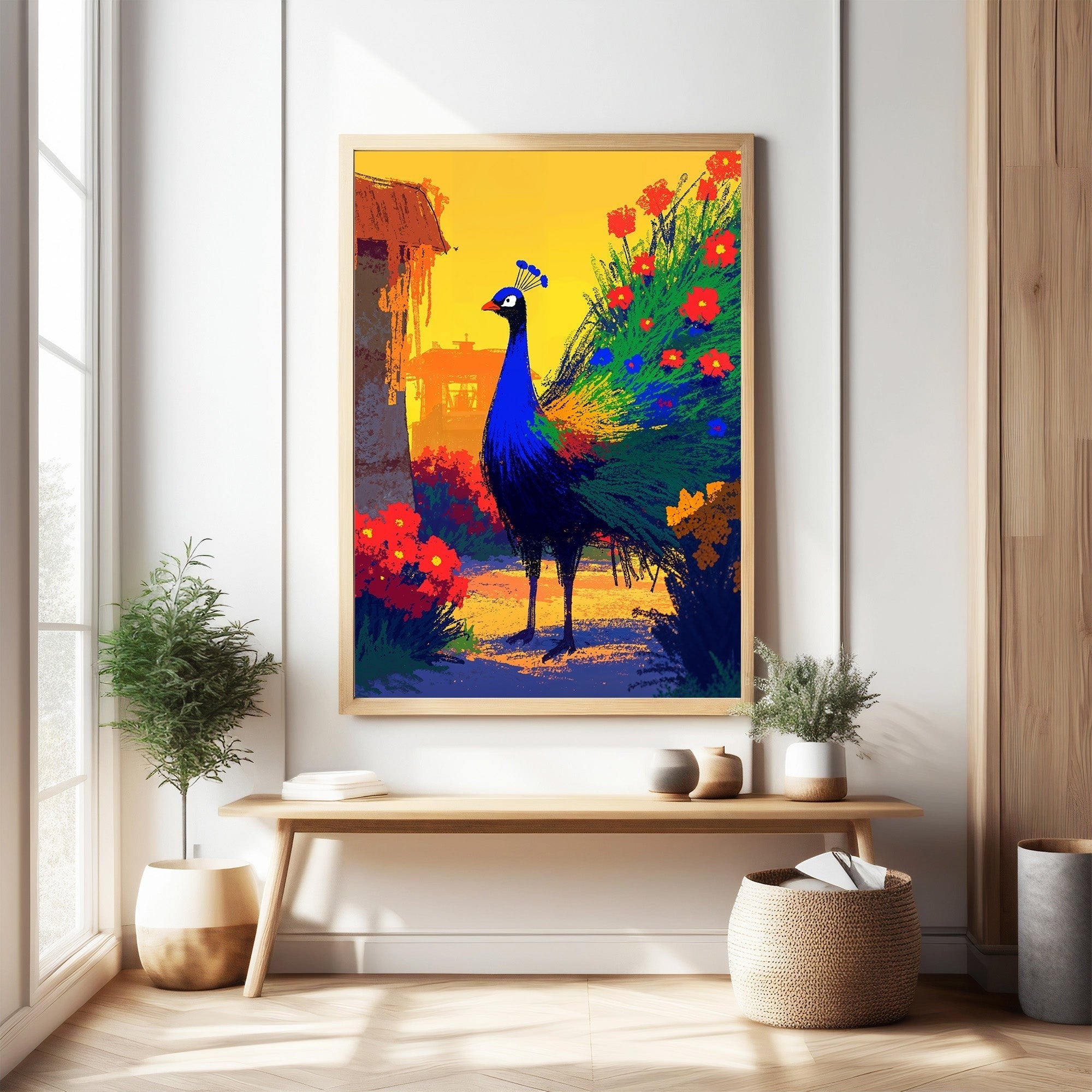 Vibrant Peacock In Garden Wall Art