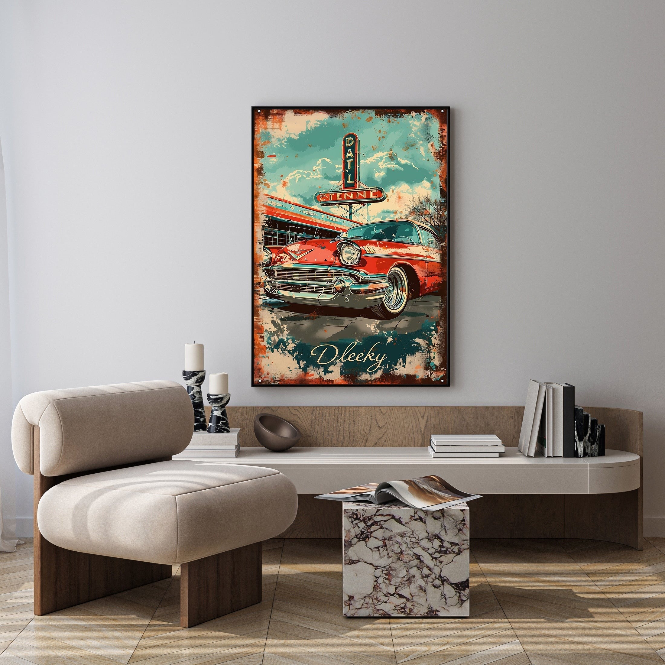 Vintage Car Diner Wall Art