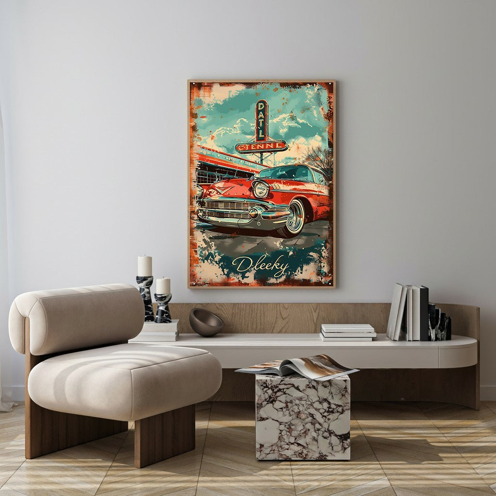 Vintage Car Diner Wall Art