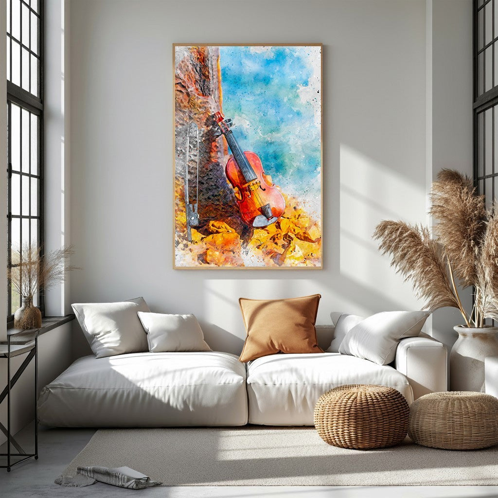 Violin And Autumn Leaves Wall Art