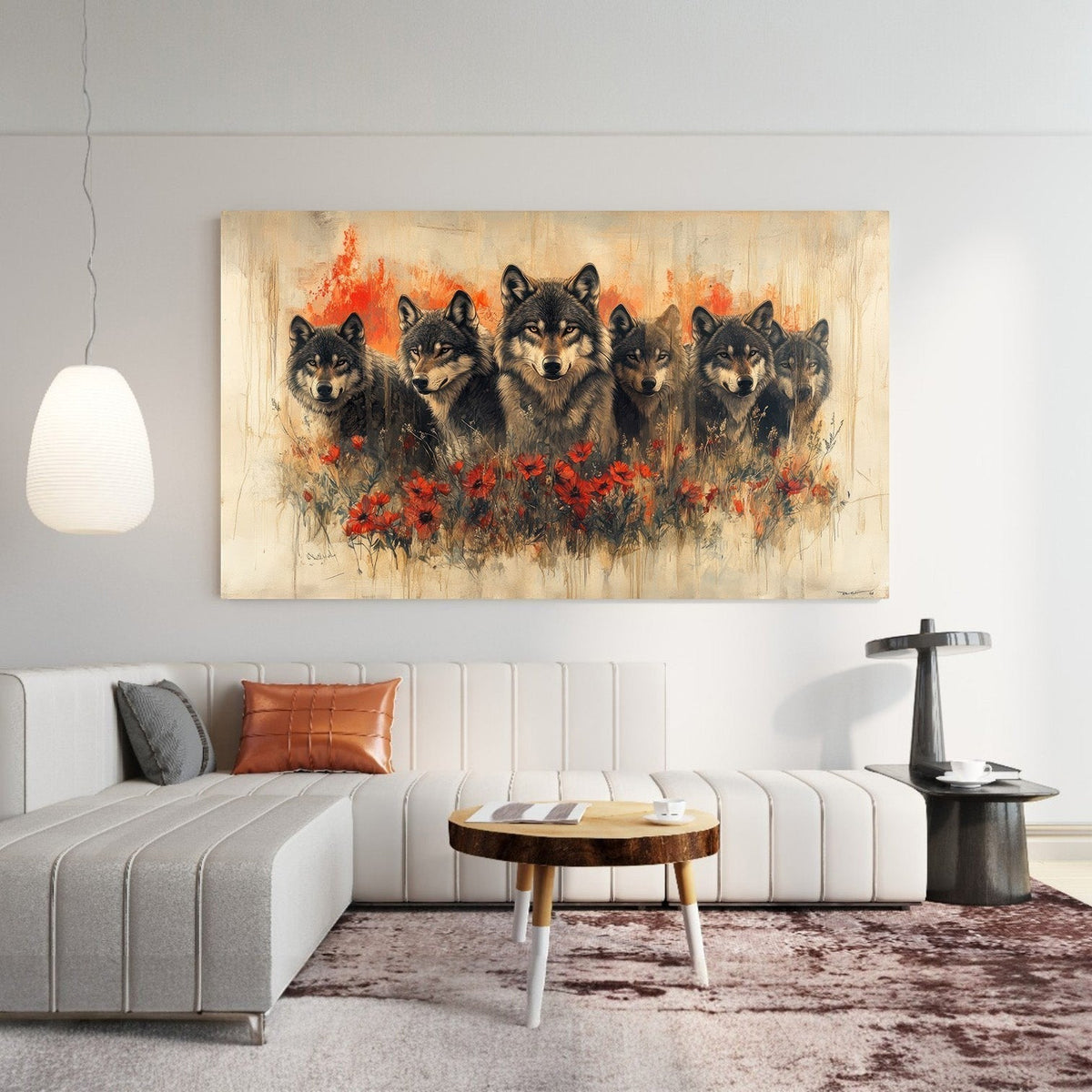 Wolf Pack In Field Of Poppies