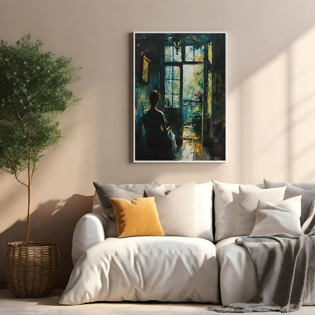 Woman Looking Out Window Wall Art