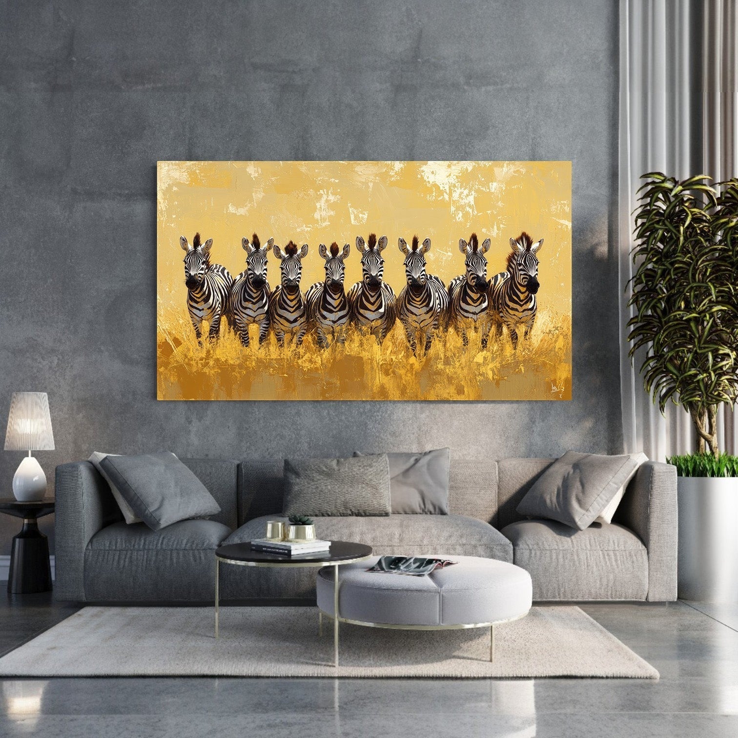 Zebras In Golden Field Wall Art
